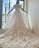 Vevesc Faire Wedding Dresses 3D Butterfly Flowers A-Line princess Bridal Gown Marriage Prom Bride Dress robe de mariée