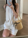 Vevesc  All Match Oversize Blouses New Summer Solid Daily Women Gentle Mujer Chic Outwear Casual Office Lady Tank Tops