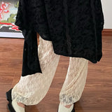 Vevesc  Y2k Japanese Style Women Pants Lace Solid Spring Summer Thin Pantalones De Mujer Fashion Elegant Vintage Trousers