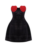 Vevesc Vintage Chest-Wrapped Heart-Shaped Suction Waist-Tight Velvet Dress for A- line Little Black Birthday New Year Party Annual