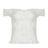 Vevesc 2024 Spring/Summer New Solid Color Button Sleeveless Ruffle Edge Tank Top Slim Hanging Top for Women