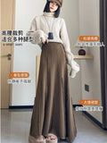 Vevesc Thickened Knit Skirt Autumn/winter Women's New Style Korean Version Pleated Medium-length Aa-line Skirt Winter Dress Dress