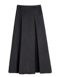 Vevesc Women's A-line Black Pleated Skirt Vintage 90s Aesthetic Y2k Grey Long Skirt Harajuku Korean Skirts 2000s Clothes