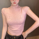 Vevesc  Y2K Cropped Tops Women Harajuku Sweet Sexy Knitted Sweater Pink Jumper Korean Elegant Pullover Streetwear Butterfly