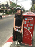 Vevesc Punk Vintage Denim Shorts Women Harajuku Y2K High Waist Camouflage Baggy Shorts Casual Wide Leg Jeans Shorts Streetwear