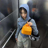 Vevesc Korean Fashion Blue Hoodie Sweatshirt 2024 Autumn Slim Fit Hollow Out Tops Women Y2k E-Girl Long Sleeve Casual Sweatshirts