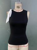 Vevesc  Bow Tie Tank Top Women Aesthetic Clothes Sleeveless Y2k Accessories Slim Fit Cute Crop Tops Elegante Camison Verano Ropa Mujer