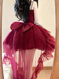 Vevesc Red Prom Formal Dress Lolita Cute Thin and Glittering Trailing Pettiskirt
