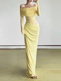 Vevesc  See Through Mesh Evening Dress For Women Aesthetic Clothes Hollow Out Vestido Feminino Off Shoulder One Piece Robe Femme Été