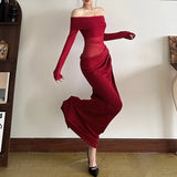 Vevesc  See Through Mesh Evening Dress For Women Aesthetic Clothes Hollow Out Vestido Feminino Off Shoulder One Piece Robe Femme Été