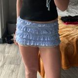 Vevesc Ladies Multi-layers Frill Hem Shorts Women Low Rise Tierred Lace Pettipants 00s 90s Vintage Cute Shorts Knickers Pants Clubwear