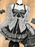 Vevesc Sweet Lolita Lace Up Ruffles Cardigan Sexy Slim Fit Temperament Vest Tops Sweet Tiered Ruched Skirts  Autumn Three Piece Sets