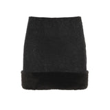 Vevesc Harajuku Vintage Flower Patchwork Lace Women Skirts Spliced Faux Fur American Y2k Aesthetic Short Skirt Sexy Slim Girl Bottom