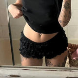 Vevesc Ladies Multi-layers Frill Hem Shorts Women Low Rise Tierred Lace Pettipants 00s 90s Vintage Cute Shorts Knickers Pants Clubwear