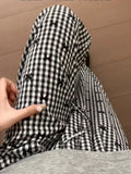 Vevesc Streetwear Plaid Bow Print Femme Vintage Wide Leg Pants Women Y2k Aesthetic Drawstring Trousers Harajuku Loose Summer Bottoms