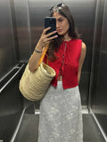 Vevesc  Temperament Jacquard Double Deck Skirts Women Elasticated Waist Skinny Summer Trend Commute Versatile Elegant Bottoms