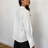 Vevesc Hollow Out Lace Up White Cotton Linen Shirt Women's Long Sleeve Loose Casual Sexy Lapel Cardigan Top Female Summer new