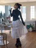 Vevesc Y2k Aesthetic White Simple Pleated Skirts Women Vintage Summer Long Skirt Harajuku Streetwear Gothic Faldas Largas Mujer