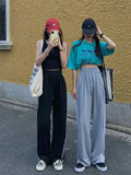 Vevesc Black Sweatpants Women Autumn Korean Style Fashion Print Baggy Pants Joggers Casual All-match High Waist Trousers