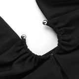 Vevesc Metal Ring Hollow Out Lace Up Halter Tops For Women 2024 Summer Sexy Crop Top Streetwear Tanks & Camis Clubwear