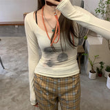 Vevesc Y2K Mesh T Shirts Women Tie Dye Print Sheer Crop Tops Harajuku Grunge Korean Vintage See Through Slim Skinny Chic Tees New