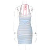 Vevesc  Striped Bodycon Dress For Women Summer Clothing Backless Sexi Night Dress Hot Club Outfits Mini Vestidos De Mujer Streetwear