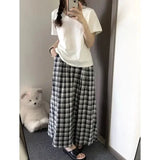 Vevesc Plaid Long Skirt Women Vintage Ruffle Kawaii Midi Skirt Preppy Style Korean Fashion Loose Casual A-line Retro Skirts