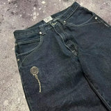 Vevesc Y2k Hip Hop Retro Washed Jeans with Various Prints Design Fashionable Streetwear Versatile Jeans Same Style for Men and Women