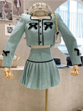 Vevesc Small Fragrance Tweed 2 Piece Set Women Bow Short Jacket Coat + Skirt Suits Korean Sweet Outfits French Vintage Two Piece Sets