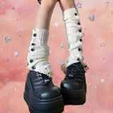 Vevesc All Match Fashion Japan Harajuku Leg Warmers American Vintage Streetwear Y2k Aesthetic Socks Side Buttons Design Punk Stocking