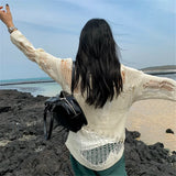Vevesc  Sweater Women Spring Pullover Girls Sweater Oversize Knitted Summer Tops Vintage Long Sleeve Fall Female Outerwear Knitting Thin