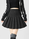 Vevesc Black Chic Pleated Skirts for Women High Waisted Fashion Solid Mini Skirts Autumn A Line Skirt