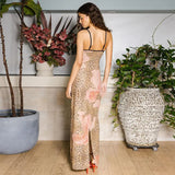 Vevesc Leopard Print Spaghetti Strap Backless Long Dresses for Women Y2k Sexy Summer Dress Resort Wear Fashion 2024