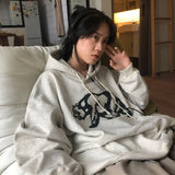 Vevesc Pure Cotton Hoodies Women Streetwear Oversized Print Thick Sweatshirts Bf Harajuku Vintage Korean Loose Casual Pullover