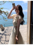 Vevesc Summer Women One Piece Fashion Sexy Party Vestidos Female Clothing New Elegant Causal Midi Hollow Out Dress Korean Fashion