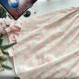 Vevesc  Japanese Sweet Bow Printed Suspender Dress Women 2025 Summer Simple Vacation Irregular Loose Party Mini Dresses Trendy
