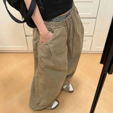 Vevesc  Vintage Japanese Lace Up Strretch Waist Casual Harajuku Pant Spring Summer All Match Wide Leg Trousers Y2k Grunge Punk Pants
