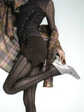 Vevesc  Sexy Y2k Pantyhose Women's Black Thin Love Stripe Jacquard Super Stretch Slim Leggings Streetwear Party Tights Stockings
