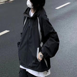 Vevesc Vintage Techwear Jacket Women Windbreaker Anorak Harajuku Oversize Zipper Hooded Jackets Korean Fashion Outdoor Coats