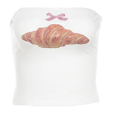 Vevesc  New Summer All Match Strapless Tank Tops Y2k Aesthetic Harajuku Cute Print Sexy Hgh Street Women Camisole American Punk Tees