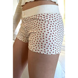 Vevesc Vintage Thick Ribbed Cotton Shorts Women Casual Contrast Patchwork High Waist Sweatshorts Summer Y2k Streetwear Slim Short Pants