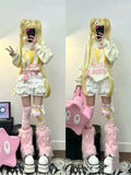 Vevesc Japanese Harajuku Sweet High Street Cute Short Pants Spliced Pleated Y2k Aesthetic 2000s Tiered Design Pant Lolita Women Bottom