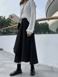 Vevesc High Waist Midi Skirts For Women Autumn Slim Fit Hip Mermaid Skirt Woman Korean Style Fashion Ruffles Black Skirts Elegant