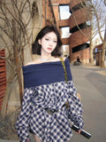 Vevesc Vintage Patchwork Plaid Shirts Women Spring Long Sleeve Oversize Button Up Shirt Korean Fashion Casual Fall Outwear Tops