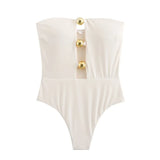 Vevesc  New women's fashion and leisure temperament Joker slim sexy word chest wrapped swimsuit.