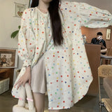 Vevesc  Colorful Polka Dot Women Shirts&blouses Japanese Style Sweet Spring Summer Blusas Loose Mori Girls Cute Camisas