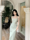 Vevesc  Evening Dresses Women Sleeveless Sexy Square Collar Slim Elegant Split Cocktail Dress Wedding Party Fashion Bridesmaids