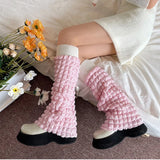 Vevesc Y2K Punk Gothic Crochet Socks Boot Cuffs 2000s Puff JK Lolita Leg Warmer Women's Autumn Winter Knitted Foot Cover Long Socks