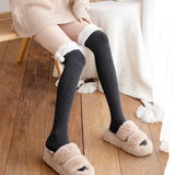 Vevesc Autumn Winter Long Warm Spliced Faux Fur Leg Stocking Korean Y2k Aesthetic Streetwear Punk Women Warmers Harajuku Girl Socks