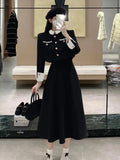 Vevesc High Quality Small Fragrance Two Piece Set Women Short Jacket Coat + Long Skirt Suits Korean Elegant Fashion OL 2 Piece Sets